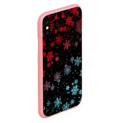Чехол для iPhone XS Max матовый Неоновые снежинки, новый год 2022 - фото 2