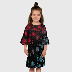Детское платье 3D Неоновые снежинки, новый год 2022 - фото 2