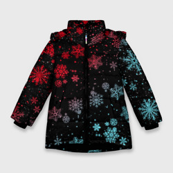 Зимняя куртка для девочек 3D Неоновые снежинки, новый год 2022