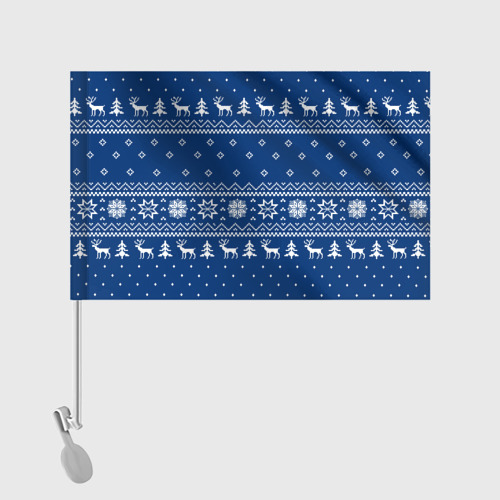 Флаг для автомобиля Синий свитер с оленями, новый год 2022 - фото 2