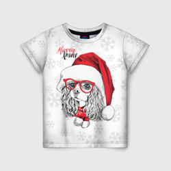 Детская футболка 3D Happy Christmas: кокер спаниель