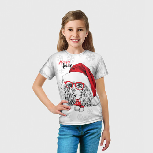 Детская футболка 3D Happy Christmas: кокер спаниель, цвет 3D печать - фото 5