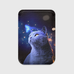 Картхолдер Magsafe магнитный Кот и голубая бабочка