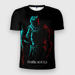 Мужская футболка 3D Slim Dark Souls neon Силуэт