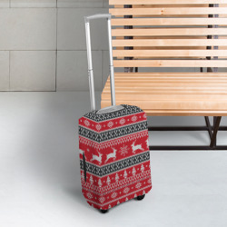 Чехол для чемодана 3D Новогодний узор с оленями - фото 2