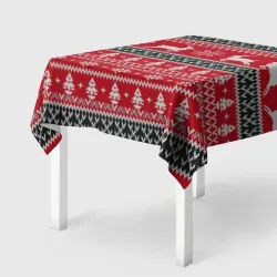 Скатерть 3D Новогодний узор с оленями