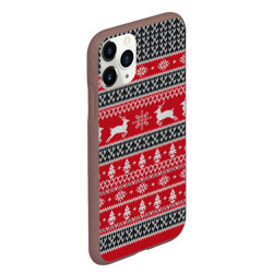 Чехол для iPhone 11 Pro Max матовый Новогодний узор с оленями - фото 2