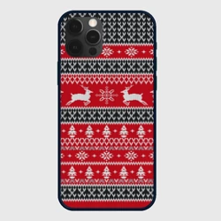 Чехол для iPhone 12 Pro Новогодний узор с оленями