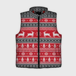 Женский жилет утепленный 3D Новогодний узор с оленями