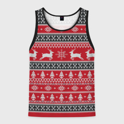 Мужская майка 3D Новогодний узор с оленями