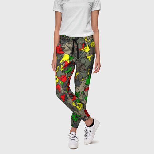 Женские брюки 3D с принтом Раста-камуфляж, фото на моделе #1
