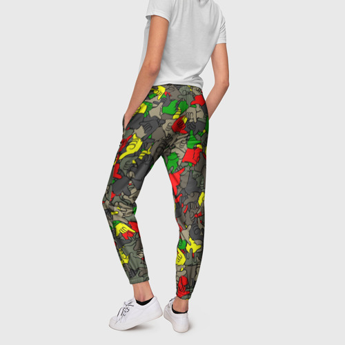 Женские брюки 3D с принтом Раста-камуфляж, вид сзади #2