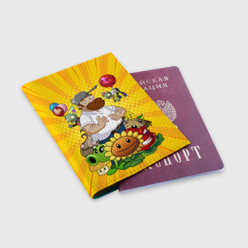 Обложка для паспорта матовая кожа PvZ Pop Yellow, цвет голубой - фото 3