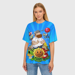 Женская футболка oversize 3D PvZ Pop Blue - фото 2