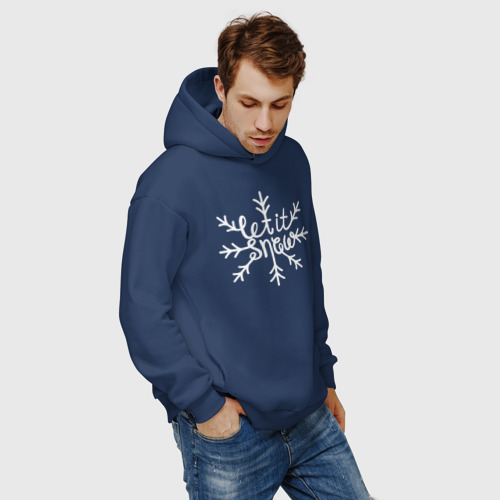 Мужское худи Oversize хлопок Snowflake Let it snow - фото 7