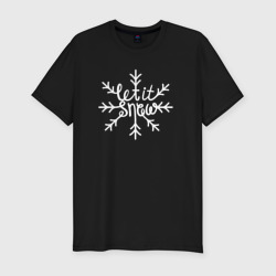 Мужская футболка хлопок Slim Snowflake Let it snow