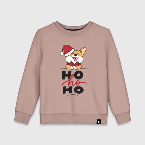 Детский свитшот хлопок Corgi Ho ho Ho, цвет пыльно-розовый