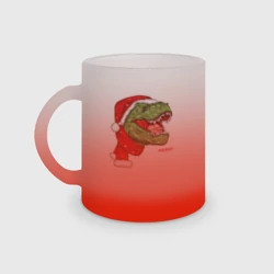 Кружка матовая стеклянная T-rex Merry Roar