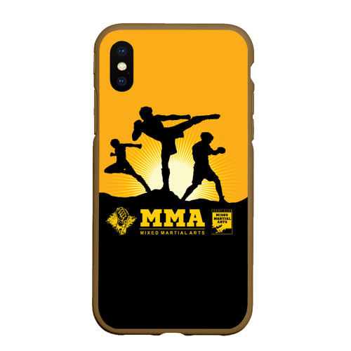 Чехол для iPhone XS Max матовый ММА Mixed Martial Arts, цвет коричневый