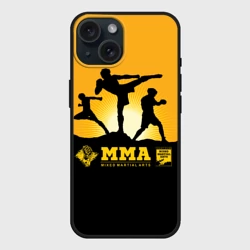 Чехол силиконовый для Apple iPhone 15 матовый ММА Mixed Martial Arts