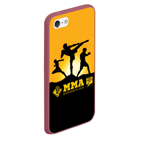 Чехол для iPhone 5/5S матовый ММА Mixed Martial Arts, цвет малиновый - фото 3