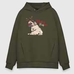 Мужское худи Oversize хлопок Merry Pugmas