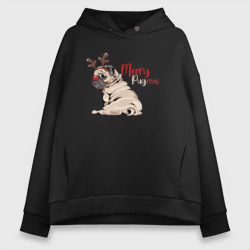 Женское худи Oversize хлопок Merry Pugmas