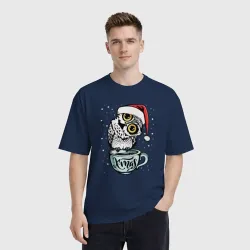 Мужская футболка хлопок Oversize X-mas Owl - фото 2
