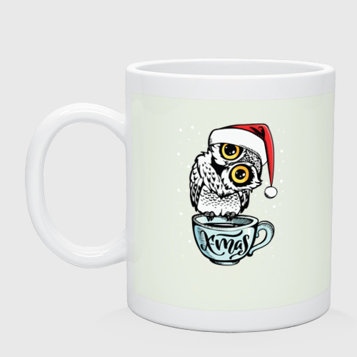 Кружка керамическая с принтом X-mas Owl, вид спереди #2
