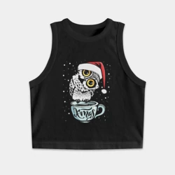 Женская укороченная майка-топ хлопок X-mas Owl