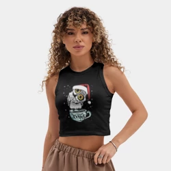 Женская укороченная майка-топ хлопок X-mas Owl - фото 2