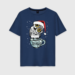 Женская футболка хлопок Oversize X-mas Owl