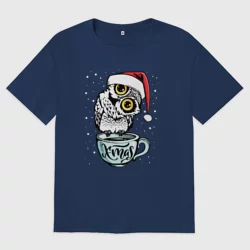 Мужская футболка хлопок Oversize X-mas Owl