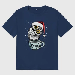 Женская футболка хлопок Oversize X-mas Owl