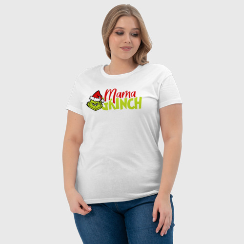 Женская футболка хлопок Mama Grinch Family, цвет белый - фото 6