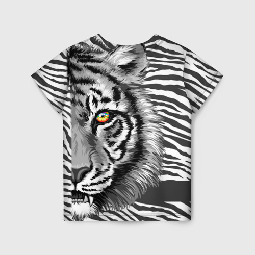 Детская футболка 3D с принтом Голова тигра 22, вид сзади #1