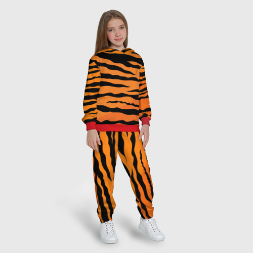 Детский костюм с толстовкой 3D Шкура тигра вектор, цвет красный - фото 5