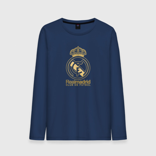 Мужской лонгслив хлопок Real Madrid gold logo, цвет темно-синий