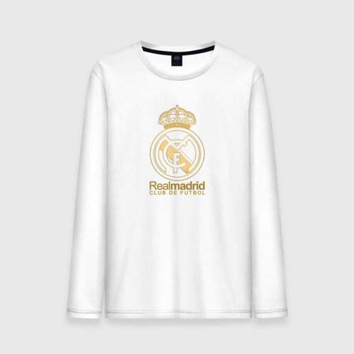 Мужской лонгслив хлопок Real Madrid gold logo, цвет белый