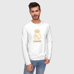 Лонгслив с принтом Real Madrid gold logo для мужчины, вид на модели спереди №2. Цвет основы: белый