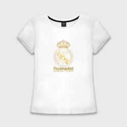 Женская футболка хлопок Slim Real Madrid gold logo