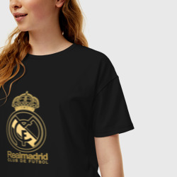 Женская футболка хлопок Oversize Real Madrid gold logo - фото 2