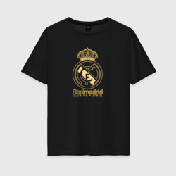 Женская футболка хлопок Oversize Real Madrid gold logo
