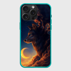 Чехол силиконовый для Apple iPhone 15 Pro Мax матовый Ночной Волк Night Wolf