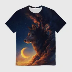 Мужская футболка 3D Ночной Волк Night Wolf