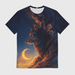 Мужская футболка 3D Ночной Волк Night Wolf
