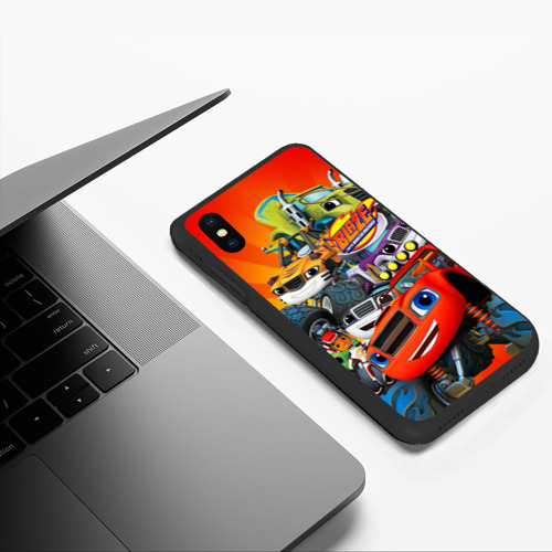 Чехол для iPhone XS Max матовый Вспыш и чудо-машинки главные Герои, цвет черный - фото 5