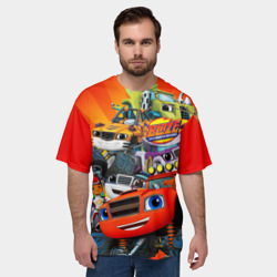Мужская футболка oversize 3D Вспыш и чудо-машинки главные Герои - фото 2