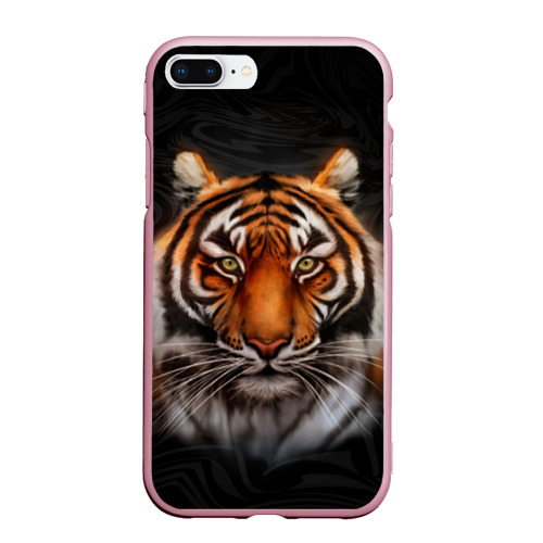 Чехол для iPhone 7Plus/8 Plus матовый Реалистичный тигр Realistic Tiger, цвет розовый