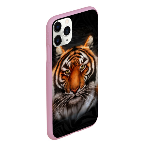 Чехол для iPhone 11 Pro Max матовый Реалистичный тигр Realistic Tiger, цвет розовый - фото 3